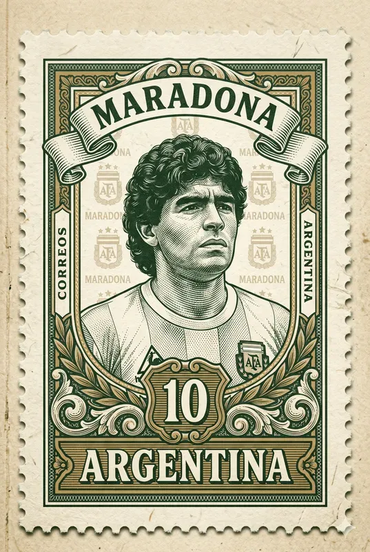 Vintage Engraved Football Postage Stamps