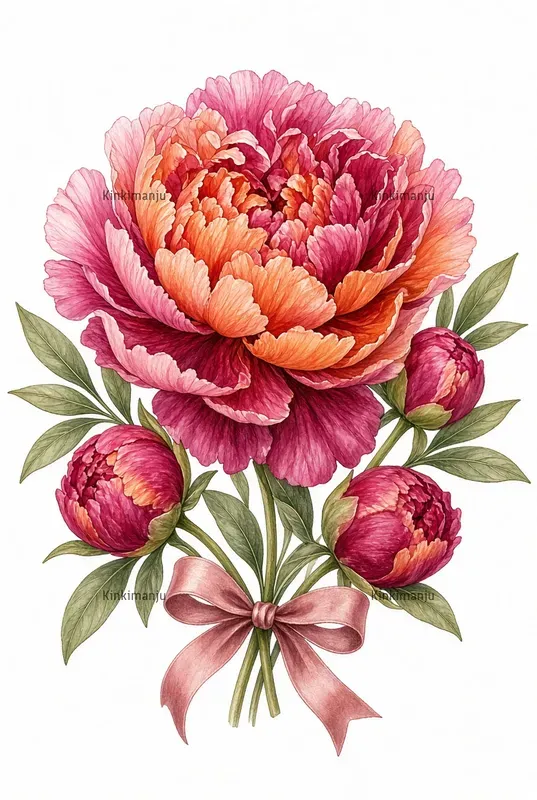 Peony Clipart 100 Packs For Cards