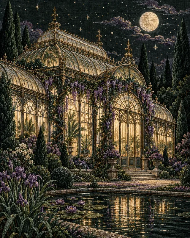 Midnight Embroidered Architecture Posters