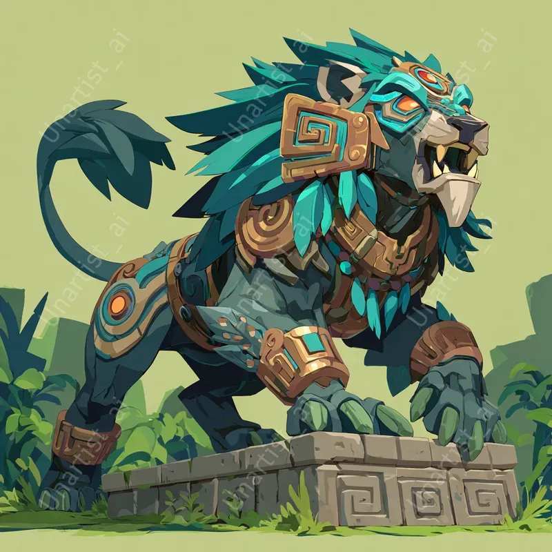 Cartoon Aztec Tlaloc Animals