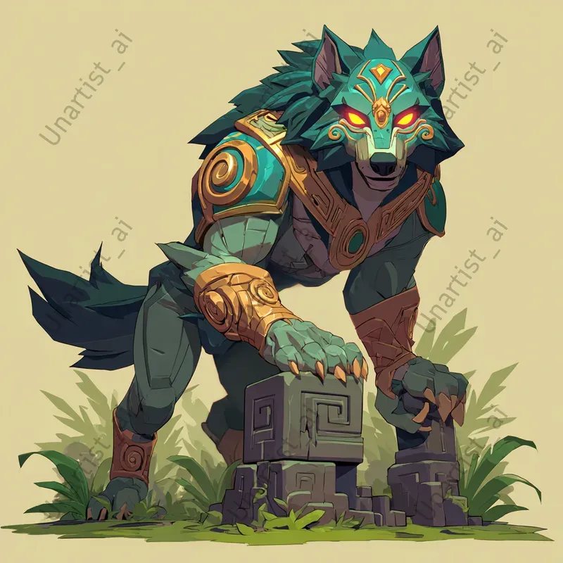 Cartoon Aztec Tlaloc Animals