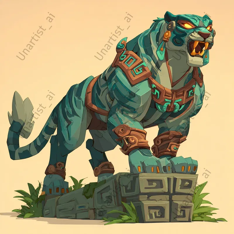 Cartoon Aztec Tlaloc Animals