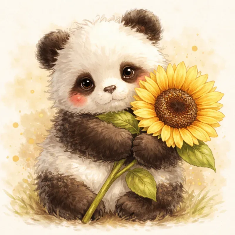 Cute Fluffy Character Flower Art Style