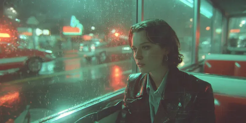 Cinematic 80s Neon Noir Film Stills