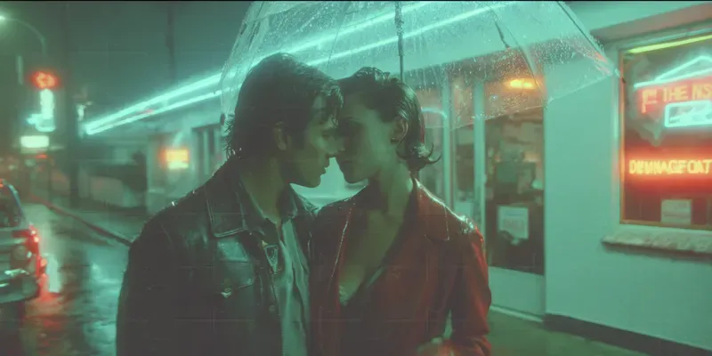 Cinematic 80s Neon Noir Film Stills