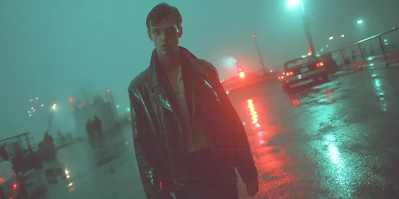 Cinematic 80s Neon Noir Film Stills