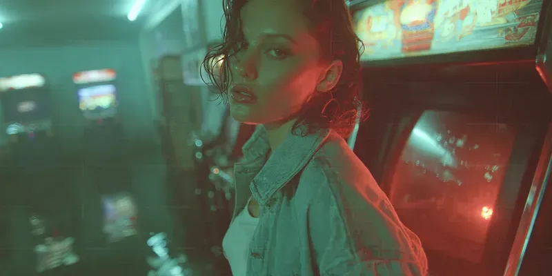 Cinematic 80s Neon Noir Film Stills