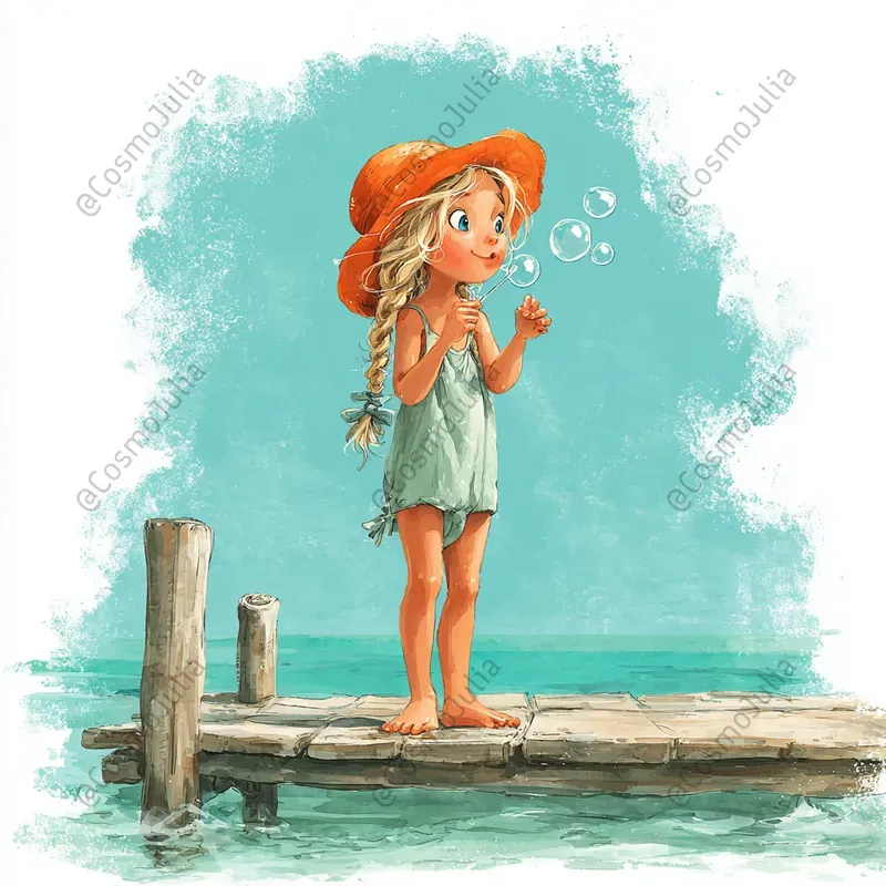 Whimsical Seaside Girls Clipart