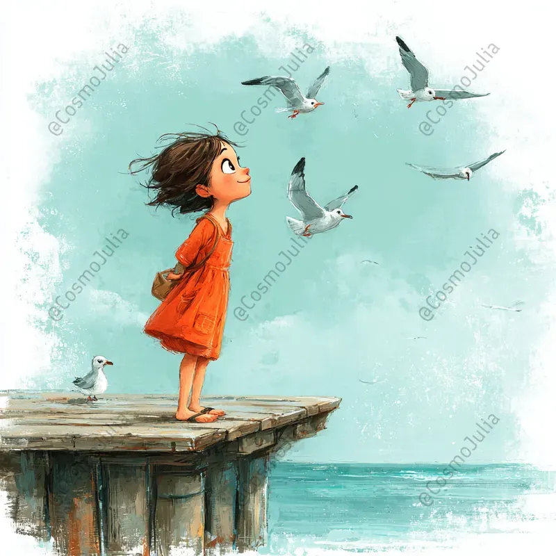 Whimsical Seaside Girls Clipart