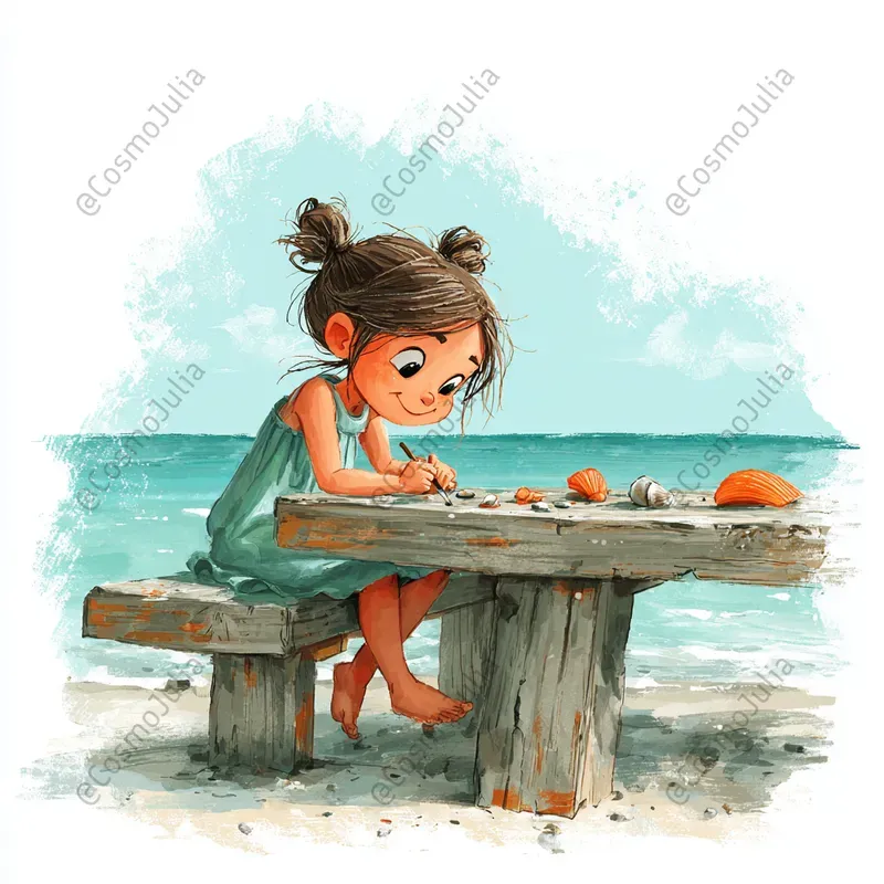 Whimsical Seaside Girls Clipart