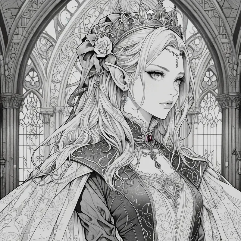 Elegant Anime Line Art Coloring Pages