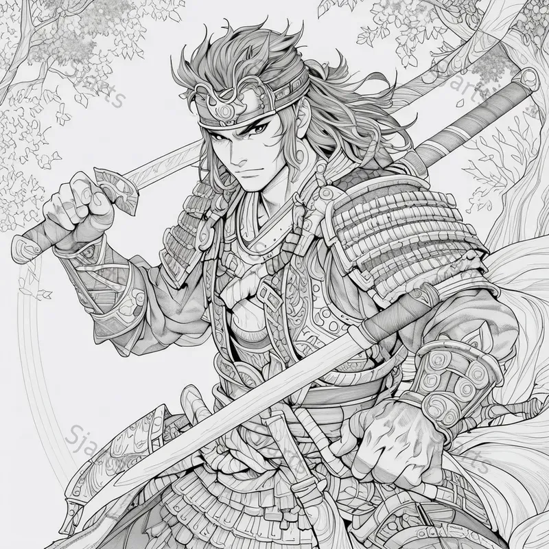 Elegant Anime Line Art Coloring Pages