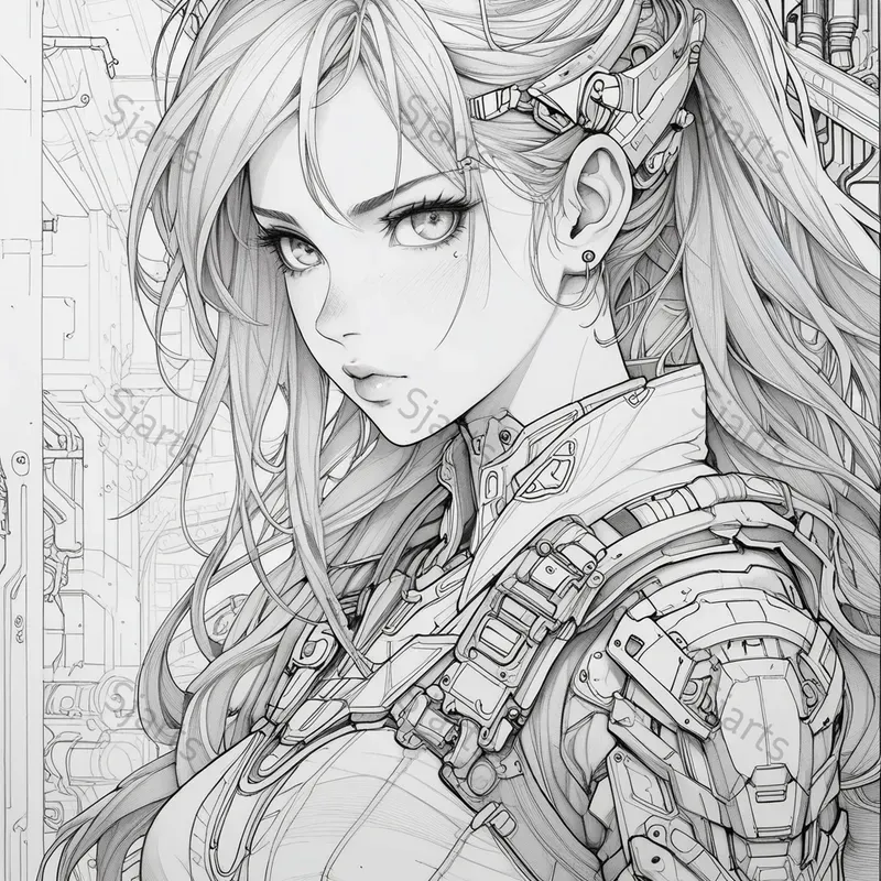 Elegant Anime Line Art Coloring Pages