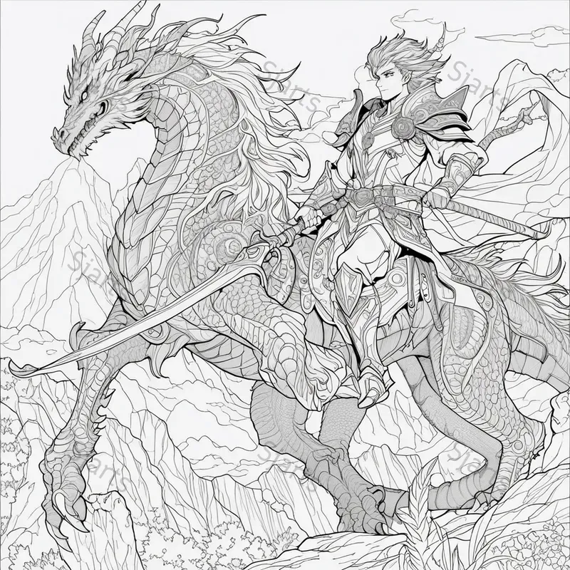 Elegant Anime Line Art Coloring Pages