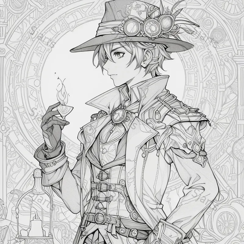 Elegant Anime Line Art Coloring Pages