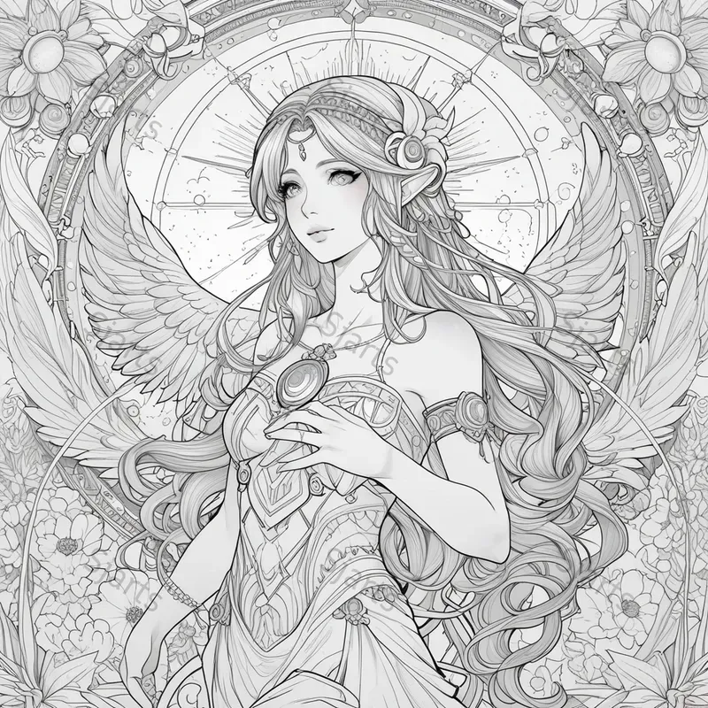 Elegant Anime Line Art Coloring Pages