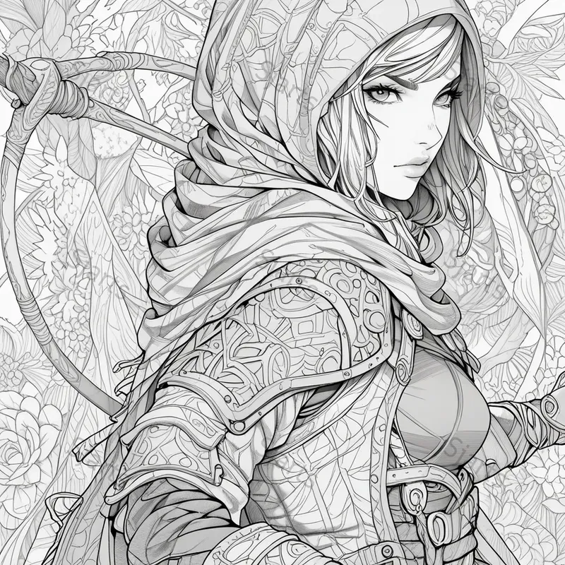 Elegant Anime Line Art Coloring Pages