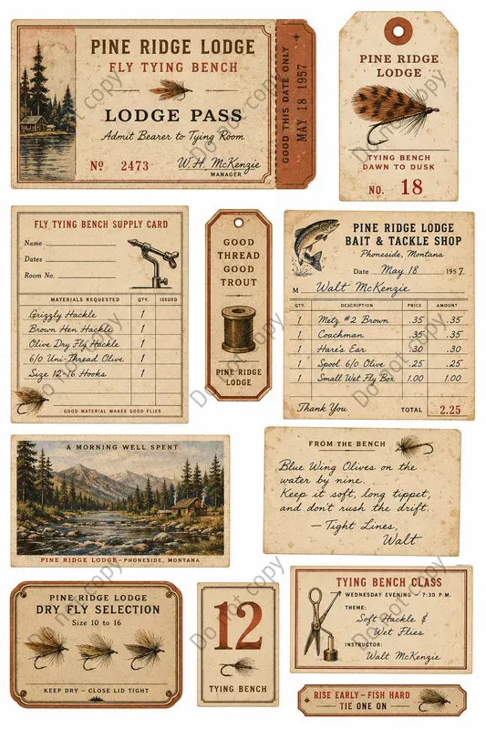 Fishing Lodge Junk Journal Sheets