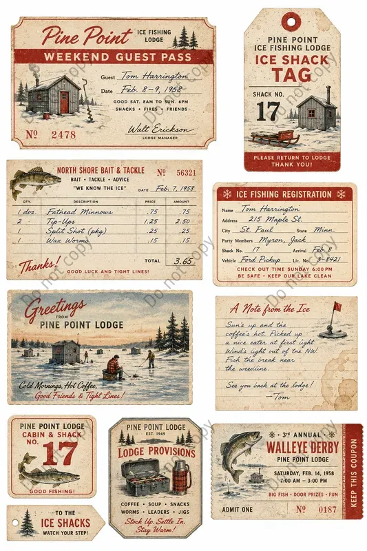 Fishing Lodge Junk Journal Sheets