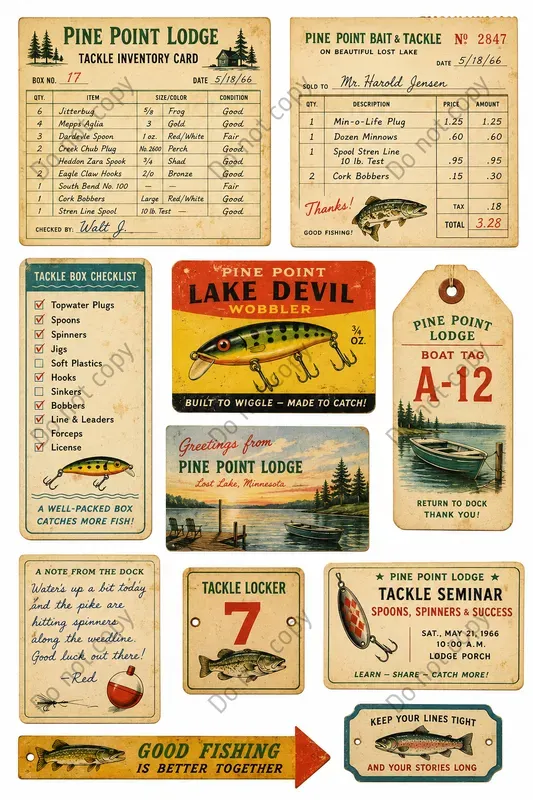 Fishing Lodge Junk Journal Sheets