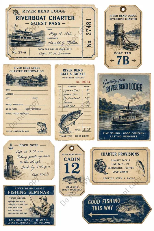 Fishing Lodge Junk Journal Sheets