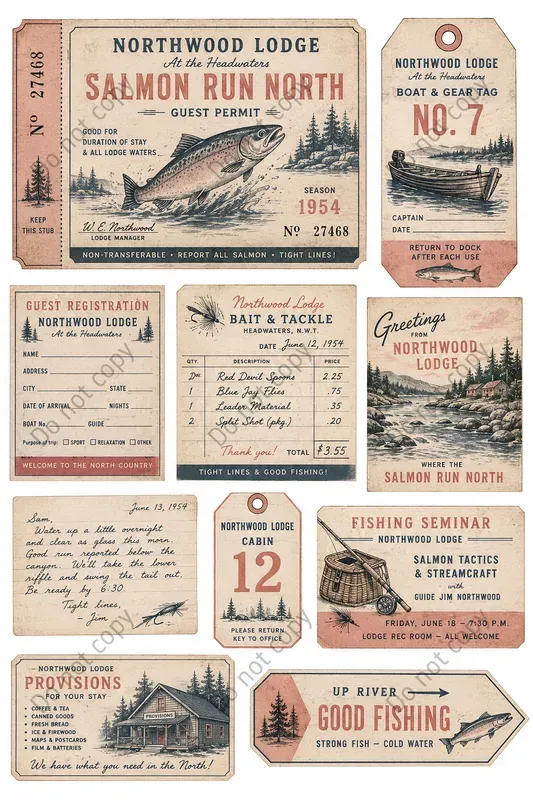 Fishing Lodge Junk Journal Sheets