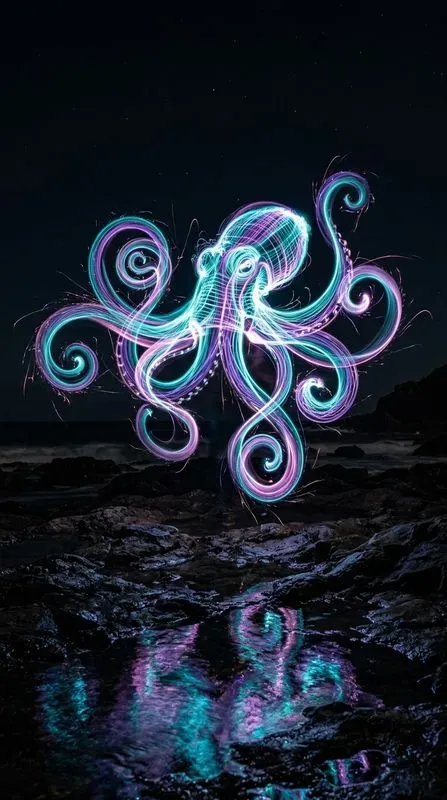 Neon Light Painting Wildlife Photos