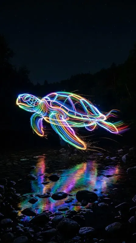 Neon Light Painting Wildlife Photos