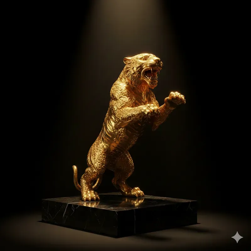 Ancient Golden Predator Statues