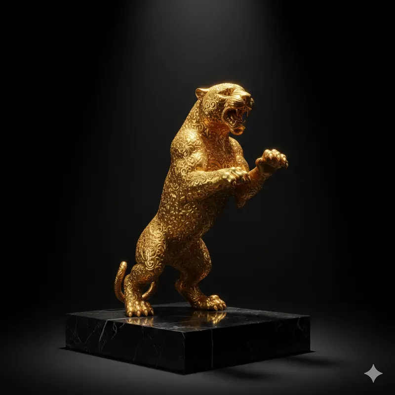 Ancient Golden Predator Statues
