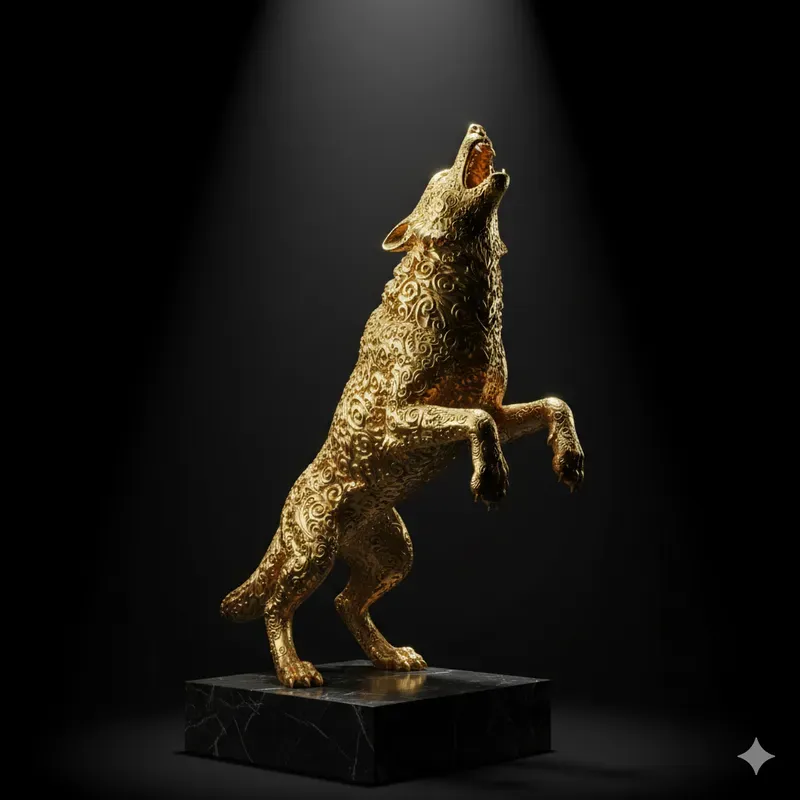 Ancient Golden Predator Statues