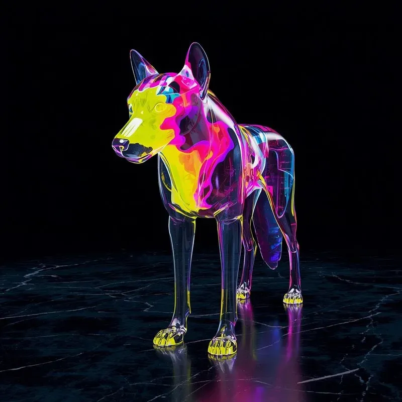 Neon Fluid Glowing Glass 3D Animals