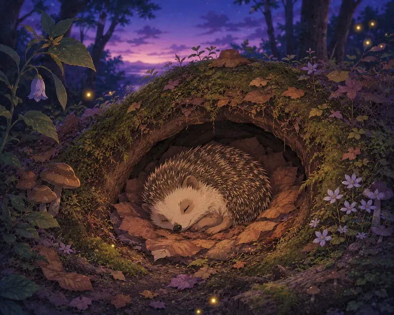 Sleepy Forest Animals Cozy Anime Art