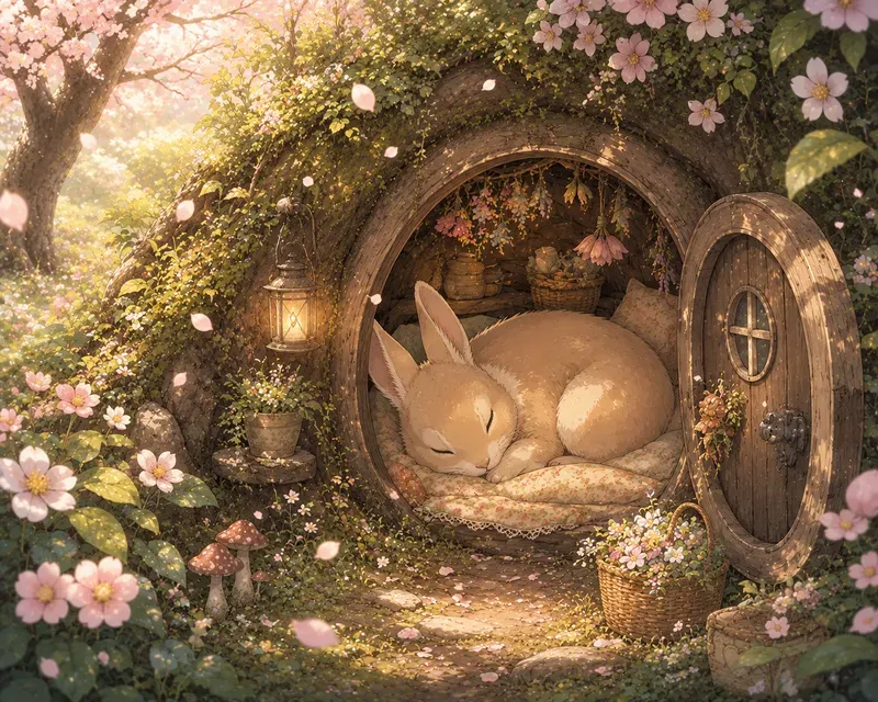 Sleepy Forest Animals Cozy Anime Art