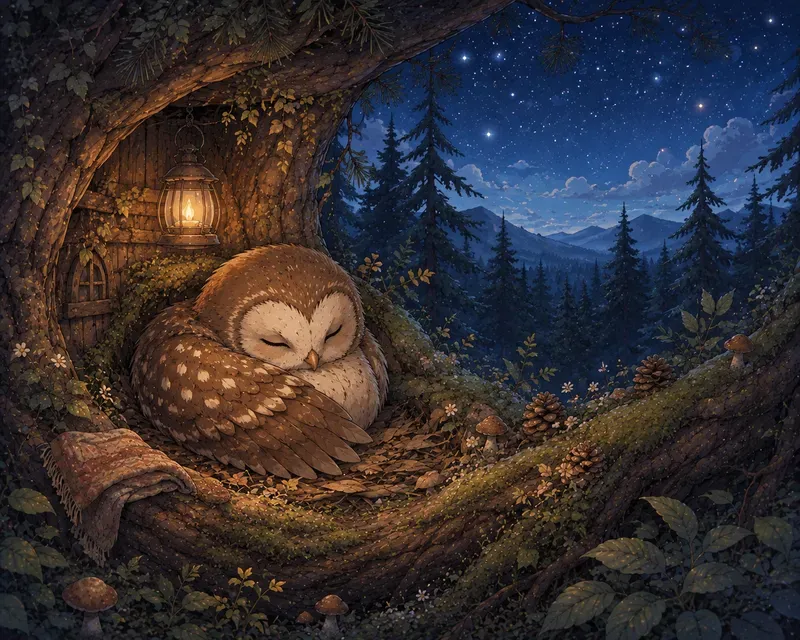 Sleepy Forest Animals Cozy Anime Art