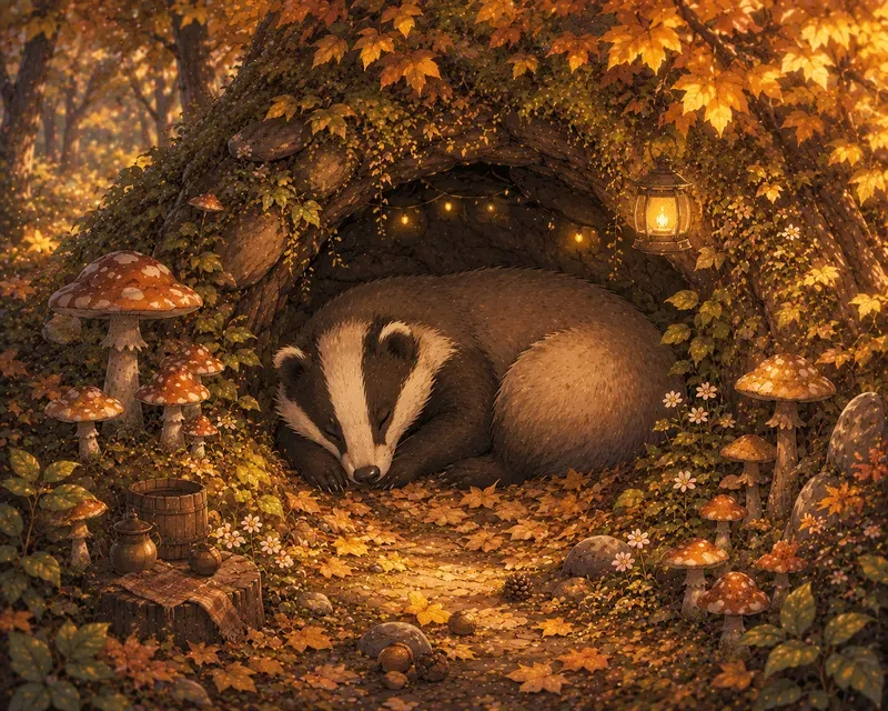 Sleepy Forest Animals Cozy Anime Art