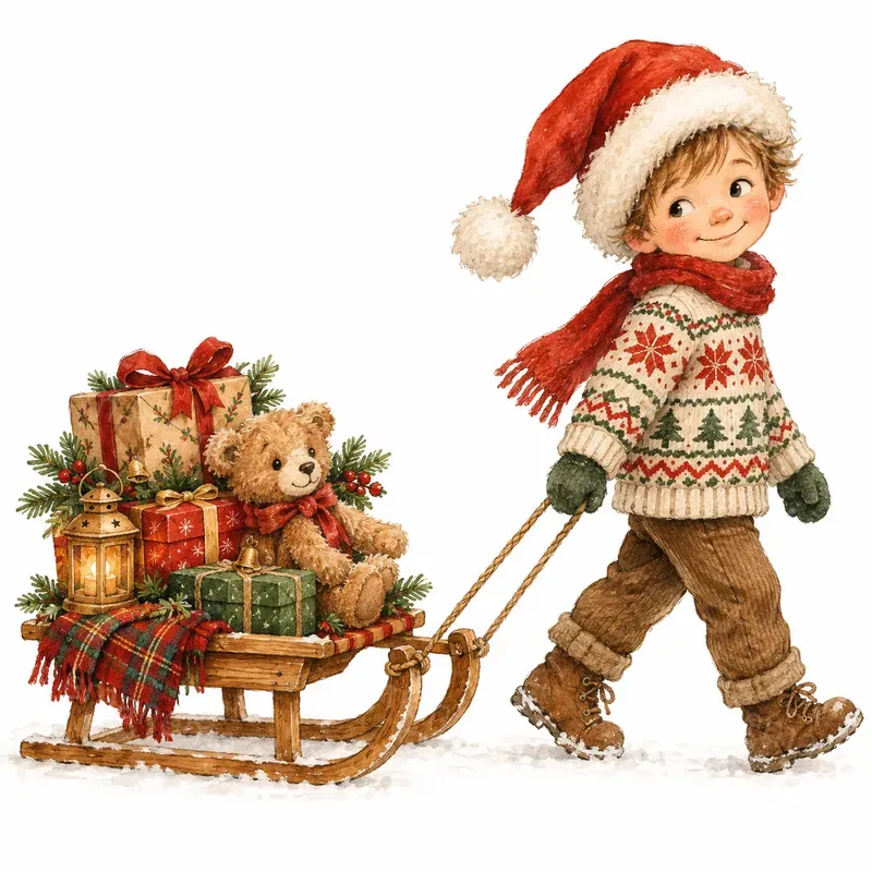 Charming Childrens Christmas Watercolors
