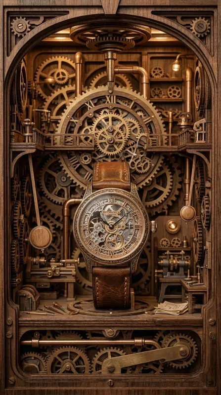 Steampunk Diorama Mechanical Wood Ads