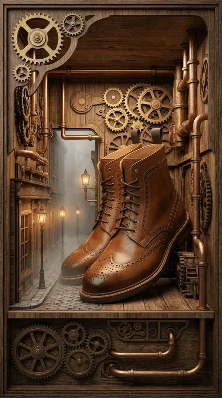 Steampunk Diorama Mechanical Wood Ads