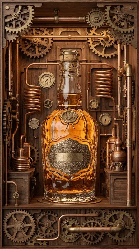Steampunk Diorama Mechanical Wood Ads