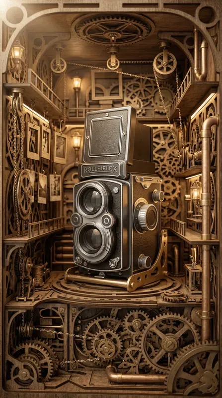 Steampunk Diorama Mechanical Wood Ads