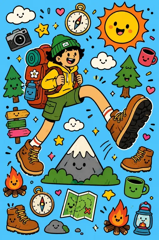 Naive Kawaii Sticker Collage Art