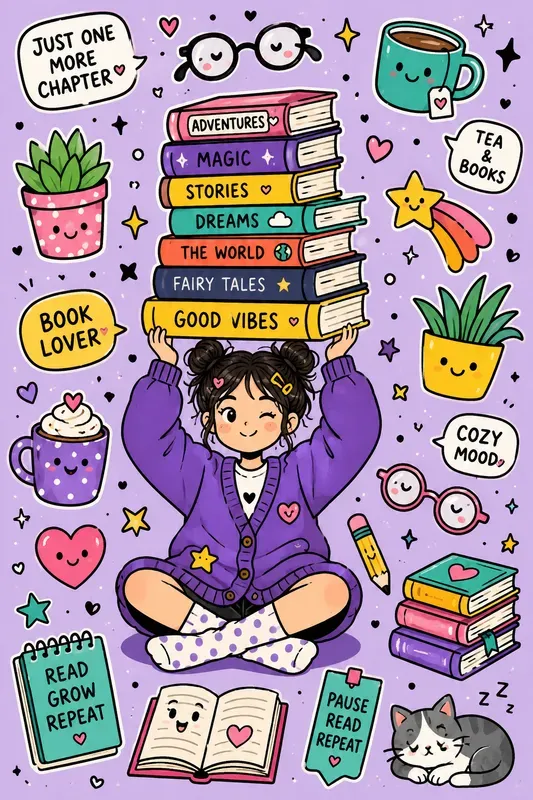 Naive Kawaii Sticker Collage Art