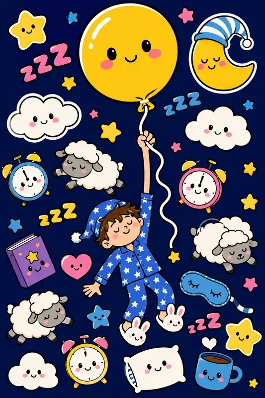 Naive Kawaii Sticker Collage Art