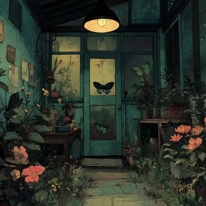 Illustrations Ghibli Teal Ink Moody