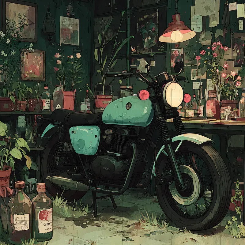 Illustrations Ghibli Teal Ink Moody
