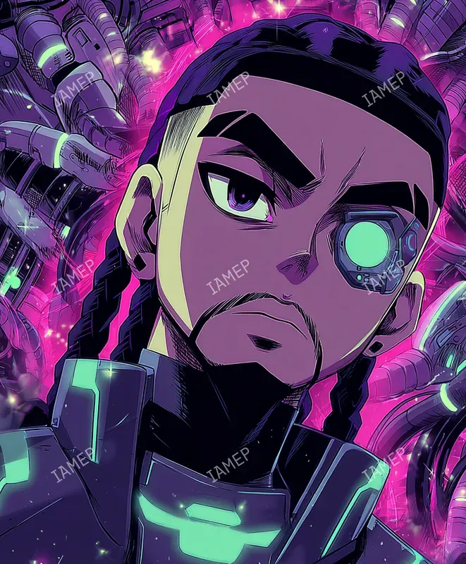 Neon Biomech Manga Portraits