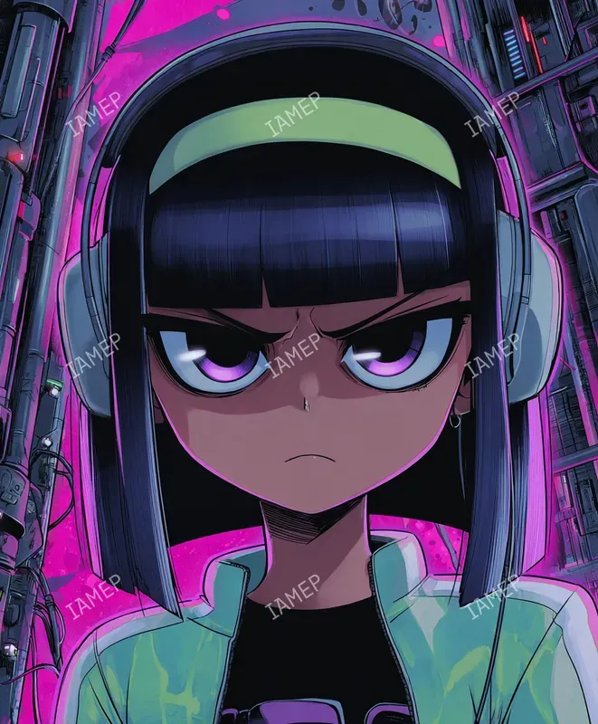 Neon Biomech Manga Portraits