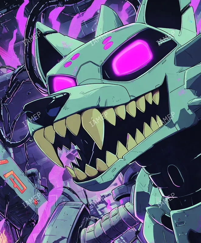 Neon Biomech Manga Portraits