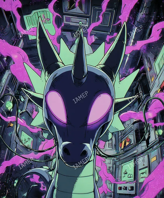 Neon Biomech Manga Portraits